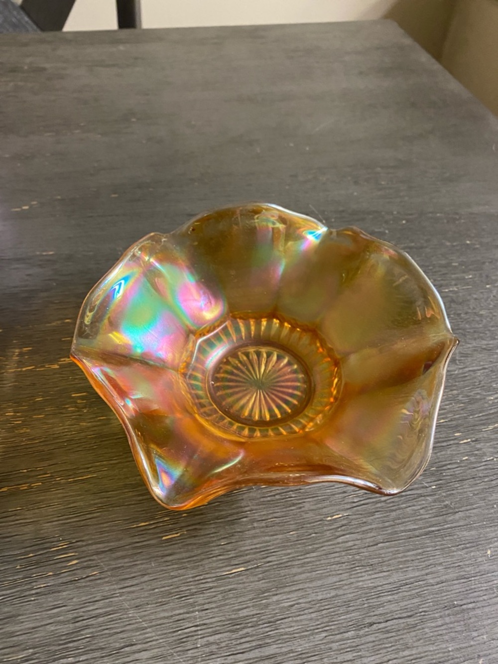 Iridescent Amber Glass Decorative Bowl - Home Accents